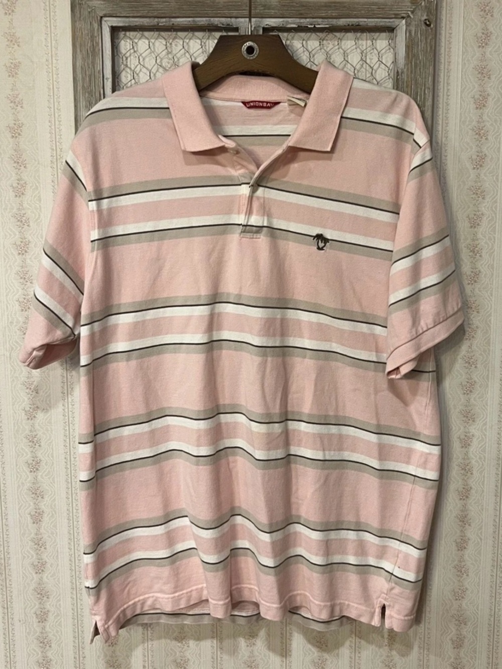 Unionbay Men’s Pink Striped Polo Shirt